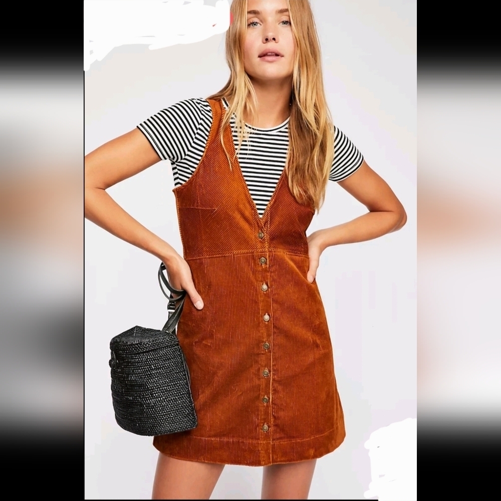 FREE PEOPLE Brown Corduroy Button-Down Mini Dress...SIZE:S